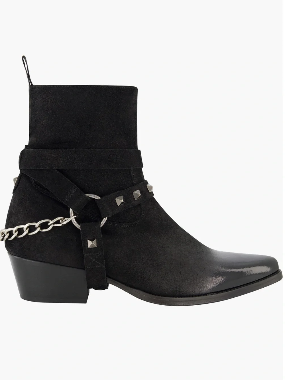 Karl Lagerfeld Men’s Black Suede Harness Chain Boots NEW Size 8 EU 41